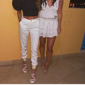 Vince White Linen Joggers